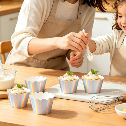 48Pcs Rainbow Cupcake Liners Cupcake Wrappers Holders Muffin Liners Baking Cups Papers Baking Cups for Wedding Birthday Party Decoration
