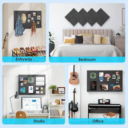 Large Bulletin Board 59" X 36" Cork Boards for Wall Alternative 15 Pack Grey Fine-Stripe Felt Bulletin Board 96 Safe Adhesive 35 Push Pins for Office School Home Room Decor