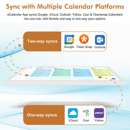 24" Smart Calendar Digital Chore-Chart-for-Planner - Touchscreen Display Electronic Calendar for Family Schedules, 32GB, Auto-Sync Google iCloud Outlook Calendars, Wall Mounted Household Organization
