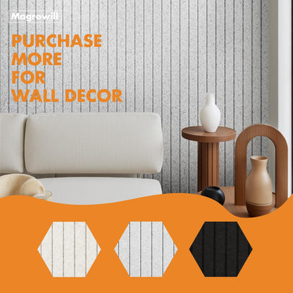 Cork Board Tiles for Wall with Push Pins, Removable 36" x 24" Slat Bulletin Board Sets, Adhesive Pin Board | Magrowill 6 Packs Felt Panels for Interior Wall Decor
