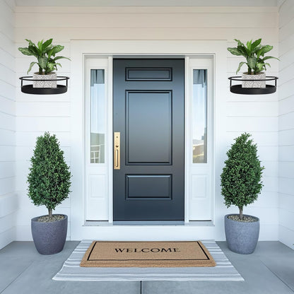 Wall Mounted Plant Holder, 2 Pack Metal Flower Pot Wall Shelf Indoor Outdoor, Decorative Floating Shelves Hanging Plant Holder for Patio Balcony Porch Bedroom Home Decor, Black