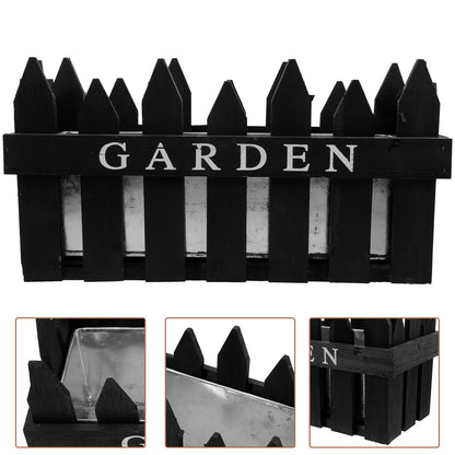 PAMINGONO Rectangular Wooden Fence Planter Box, Black Pastoral Style Flower Pot for Garden and Home Decoration, Wooden Plant Container Suitable for Outdoor Patio and Indoor Use