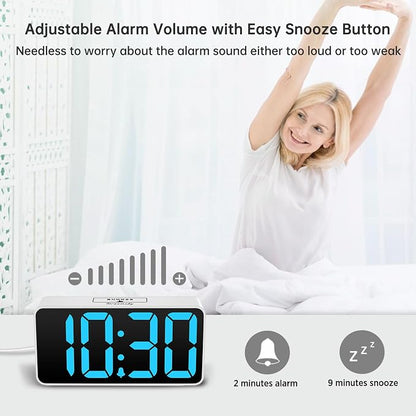 DreamSky Small Digital Alarm Clock for Bedroom with Large Big Numbers | Electric Bedside Desk Clock with USB Charging Port, Brightness Dimmer, Adjustable Alarm Volume, USB-C Adapter Powered