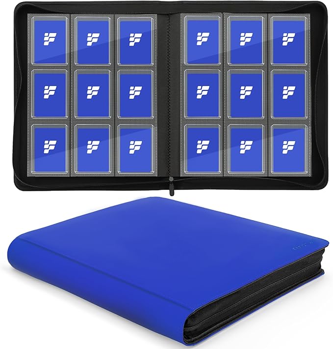 Top Loader Binder, Holds 288 Cards in 3"x4" Toploaders, Trading Card Binder 9 Pocket for TCG, MTG, YGO, Game Cards, Sports Cards(Blue)