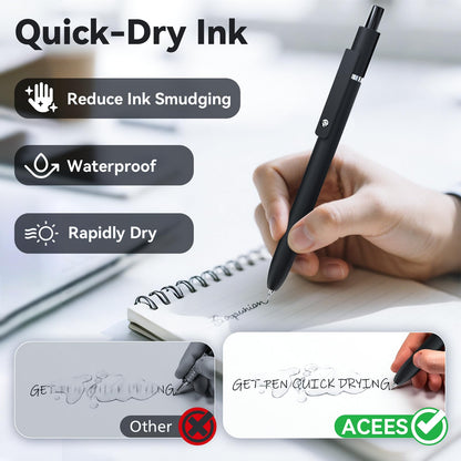 ACEES Gel Pens, 6 Pcs 0.5mm Fine Point Black Ink Pen With Smooth Writing, Office Desk Accessories, School Supplies Gifts for Men Women, Quick Dry Pens For Journaling, Black/Gray/White