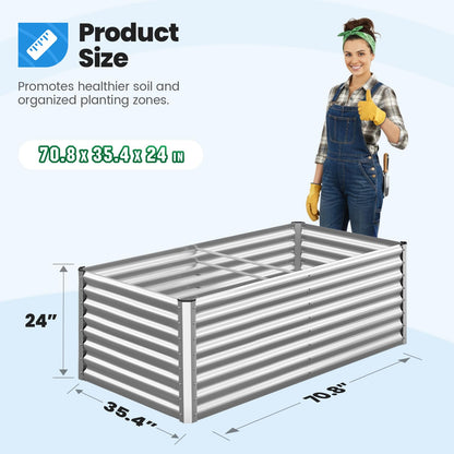 Quictent Galvanized Raised Garden Bed 6x3x2 Ft Metal Planter Box Bottomless for Backyard, Include 1 pc Tomato Cage, Silver