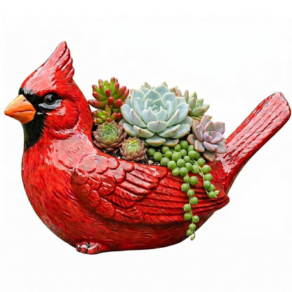 Cardinal Planter Red Resin, Cardinal Bird Succulent Planter with Drainage Hole, Animal Planters for Outdoor Indoor Plants, Cute Decorative Flower Pot for Garden Desk Decor, Bird Lover Gifts