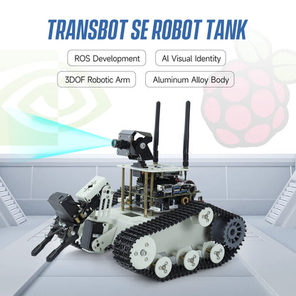 Yahboom Tank Chassis Roboict Kit AI Camera DIY Programmable Project ROS Starter for Jetson Nano Recognition|Tracking|OpenCV|MediaPipe Teens Adults (Transbot-SE with Nano)