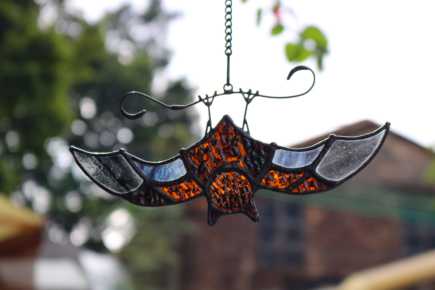 BOXCASA Bat Stained Glass Window Hangings, Bat Suncatcher Halloween Decoration,Bat Decor Hanging for Home, Office, Kitchen,Living Room