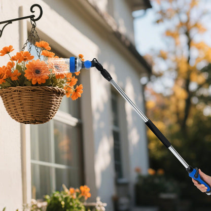 Seatern Telescoping Watering Wand for Garden Hose, 36”-54” Adjustable, 10 Spray Patterns, Heavy-Duty Hose Nozzle with Thumb Control & Pivoting Head, Ideal for Hanging Baskets and Shrubs, Blue