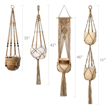 Mkono Set of 7 Macrame Plant Hangers Indoor 6 Different Size Hanging Planter Basket Flower Pot Holder 67"/46"//41"/35"/29"/23", Brown