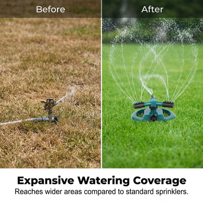 360° Rotating Garden Sprinkler, 2026 New Adjustable Yard Sprinkler for Backyard Grass Care, Durable Water Sprinkler for Water Play Outdoor Pets Water Fun (Yellow)