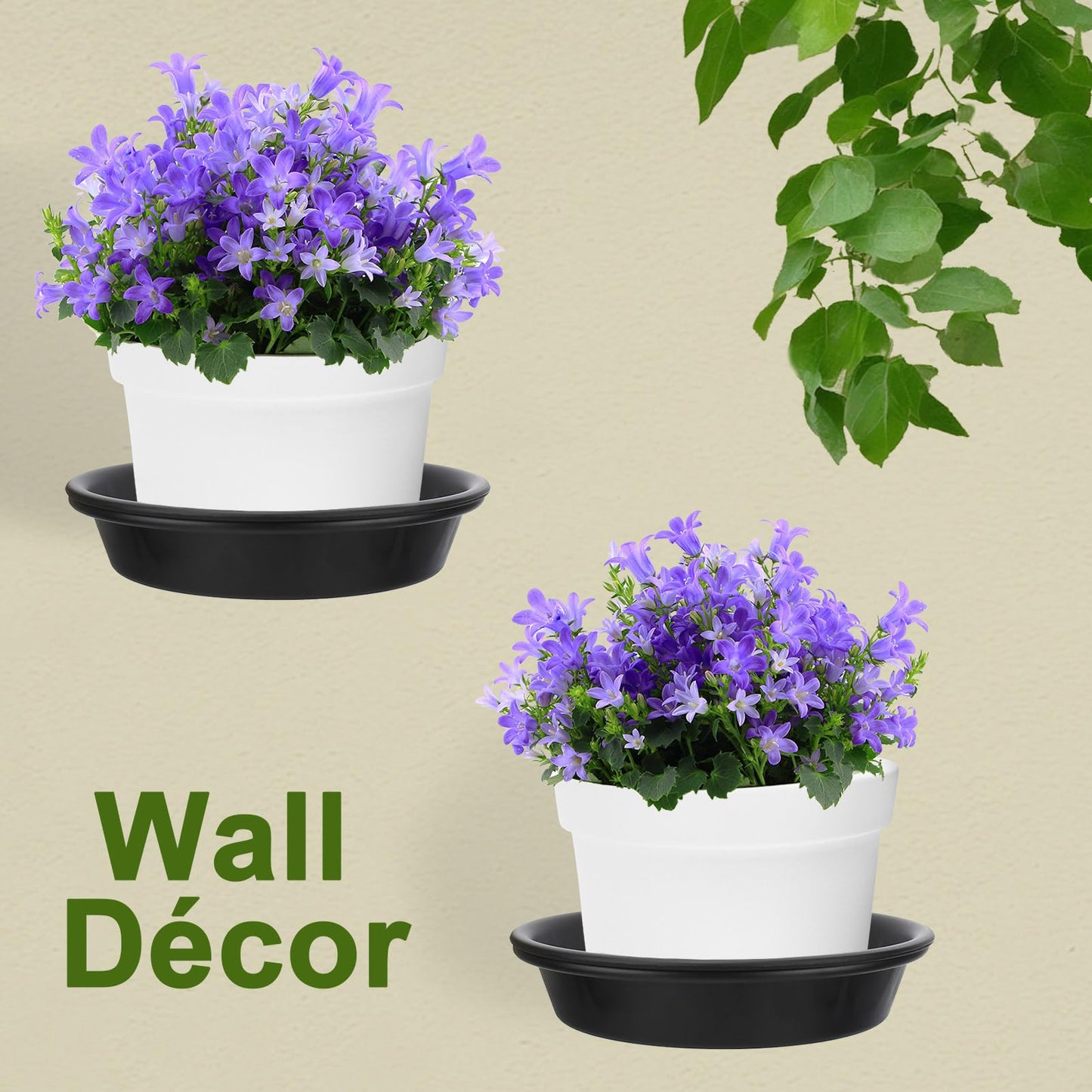 FAHAWEL 6 Inch Wall Mount Plant Holder with Saucer Trays, 6 Pack Heavy Duty Metal Flower Pot Holder Ring Plant Hanger for Wall Indoor, Ring Planter Bracket for Outside Outdoor Bird Feeder Bath