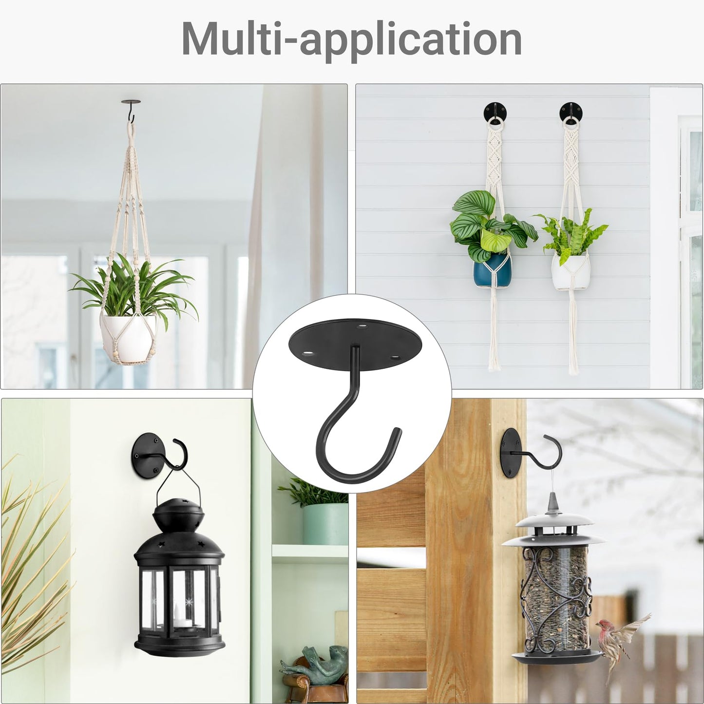 Mkono 3 Pack Macrame Plant Hangers and Ceiling Hooks, Indoor Different Size Hanging Planter Basket Flower Pot Holder with Beads No Tassels, Medium, Brown