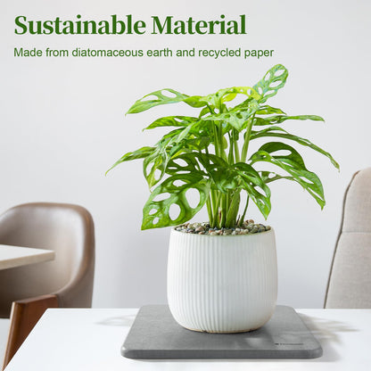 Dovesail Plant Saucer, 12" Instantly Dry Diatomaceous Earth Stone Prevents Moisture Buildup, Flower Plant Tray Pot Saucer Keep Counter and Floors Dry and Clean (2 Pack)- Dark Gray