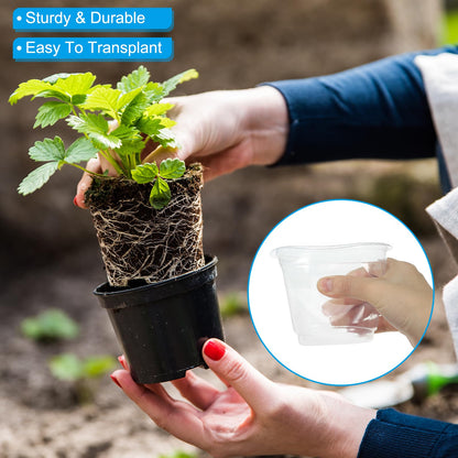 PATIKIL Nursery Pots with Humidity Dome, 20 Sets 3.5" Plastic Gardening Pot Planting Container Cups Plant Starting Pots with Drainage Holes, Transparent