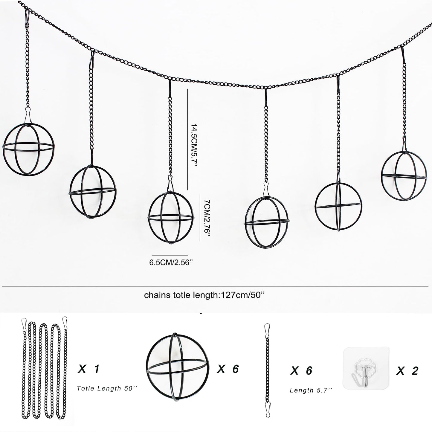 libproqia 6 Set Air Plants Hanging Holders Black Metal Himmeli Decor Modern Geometric Airplants Planter Air Fern Plants Hanger for for Home for Plant Lovers
