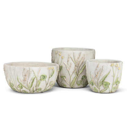Abbott Collection Lavender & Greenery Planter - Cement, Grey/Purple, 4.5 inches H (4.5" D Opening)