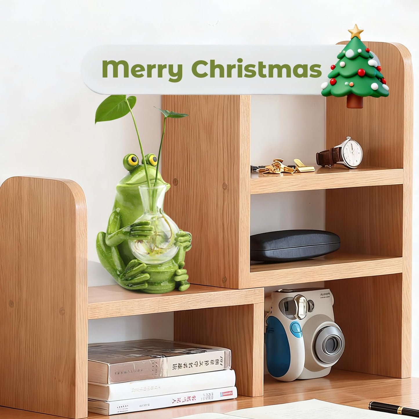 CIYSHO Frog Plant Propagation Station with Light for Plants, Unique Plant Terrarium for Hydroponics Cutting Flower, Desktop Glass Planter Vase Holder Home Garden Decor lover Gifts(No Battery Included)