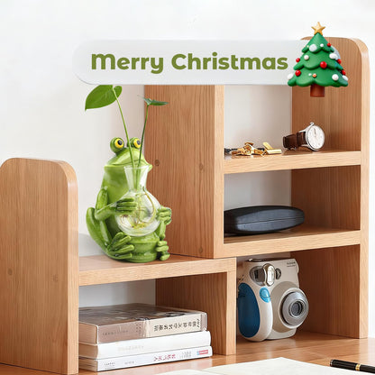 CIYSHO Frog Plant Propagation Station with Light for Plants, Unique Plant Terrarium for Hydroponics Cutting Flower, Desktop Glass Planter Vase Holder Home Garden Decor lover Gifts(No Battery Included)