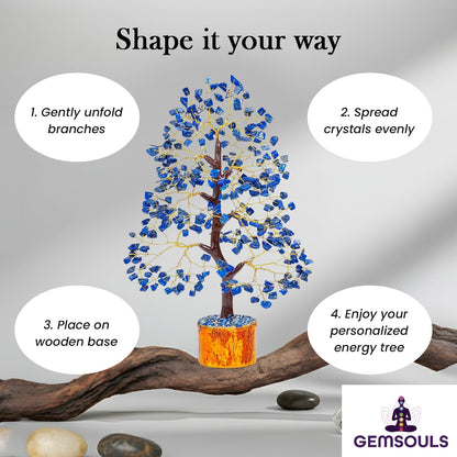 GEMSOULS Blue Crystal Tree of Life I Amethyst Healing Crystal Trees for Home and Office I Handmade, Money Bonsai Crystal Trees for Positive Energy, Good Luck, Christmas Decoration & Birthday Gifts