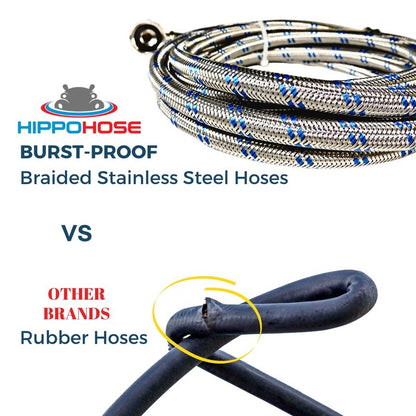Washing Machine Hoses (4FT) - OCT Connect for Easy & Secure Tightening - Universal Fit to All Wash Machines - (2 Pack) Braided Stainless Steel - Burst Proof Washer Water Supply Line