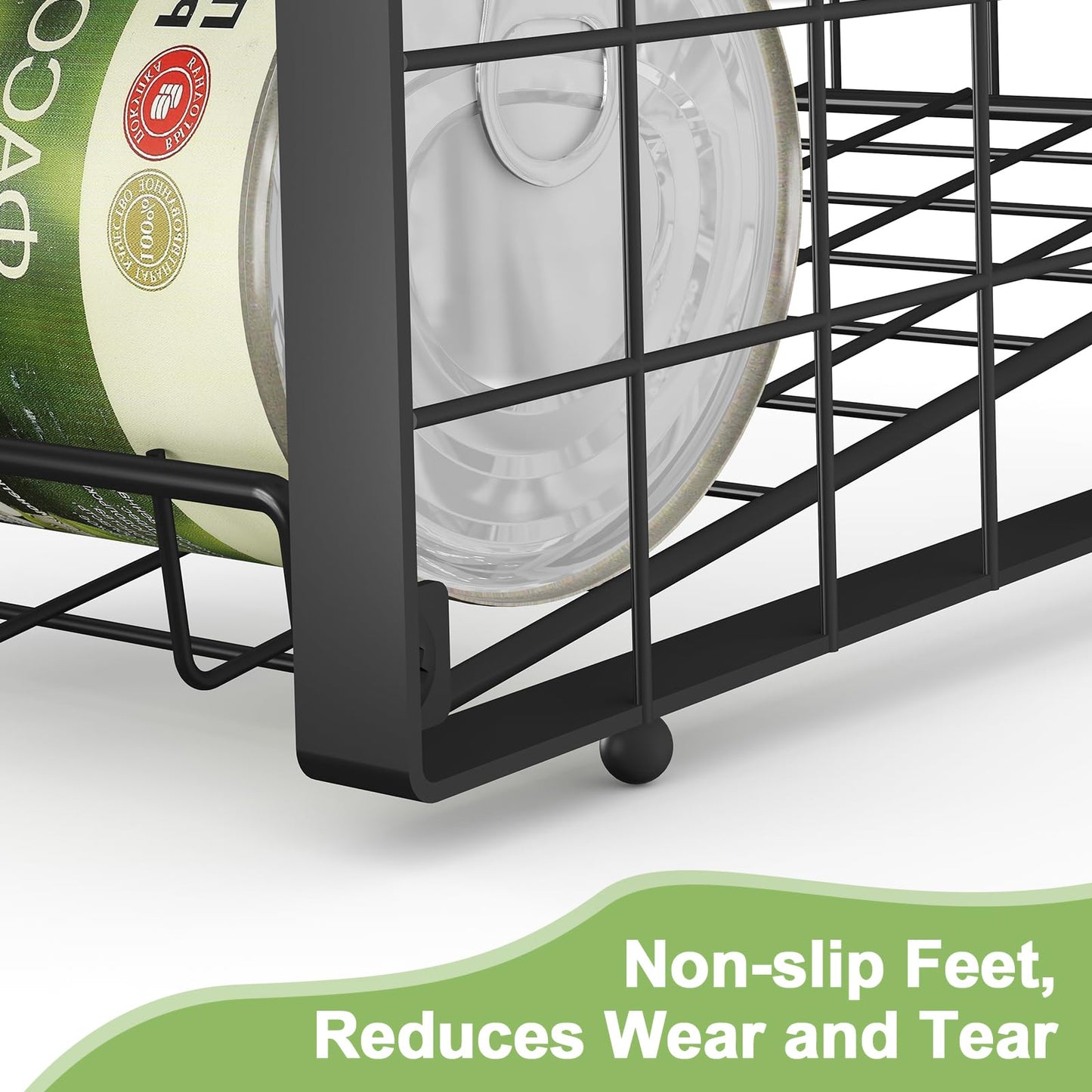 JKsmart 2-Tier Stackable Can Rack Organizer for Pantry, Adjustable Can Dispenser Holds Up to 62 Cans, Can Storage Holder for Various Ounces of Canned Food Soda Drinks, Black, 2 Pack (Petent Pending)
