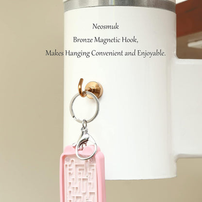 Neosmuk Magnetic Hooks,30lb Heavy Duty Earth Magnets with Hook for Refrigerator, Extra Strong Cruise Hook for Hanging, Magnetic Hanger for Curtain, Grill (Bronze, 4 Pack)