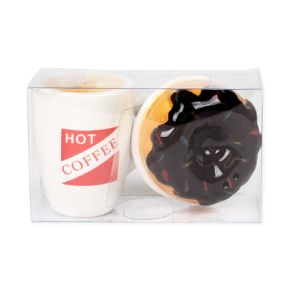 Hot Coffee and Donut Ceramic Salt and Pepper Shakers