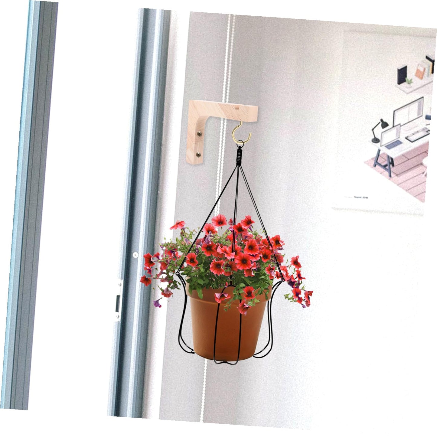 SEWACC Wooden Plant Hanger Hooks 2pcs Heavy-Duty Wall and Ceiling Hanging Plant Brackets for Indoor and Outdoor Flowerpot Holders Natural Wood Color