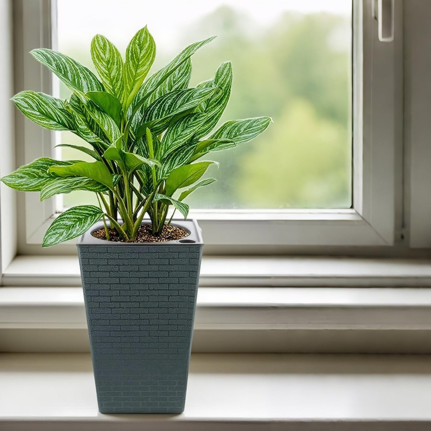 HOZEON 3 PCS Self Watering Plant Pots, 10.7x6.9 inch Square Flower Pots, Tall Self Watering Planters for Indoor and Outdoor Plants