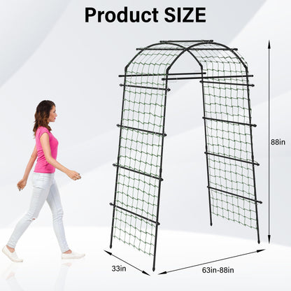 Toriexon Garden Arch Trellis for Climbing Plants, Adjustable Tunnel Trellis 7.4FT Tall & 2.8 FT Depth, Metal Plant Support Garden Trellis Arch for Outdoor Climbing Vine,Vegetable, Fruit, Flower