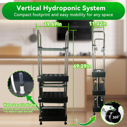 Indoor hydroponics Growing System, Large Vertical Hydroponic Garden with Smart Full-Spectrum Grow Lights, Auto Circulating Water, Mobile Indoor Gardening System for Herbs, Vegetables & Fruits