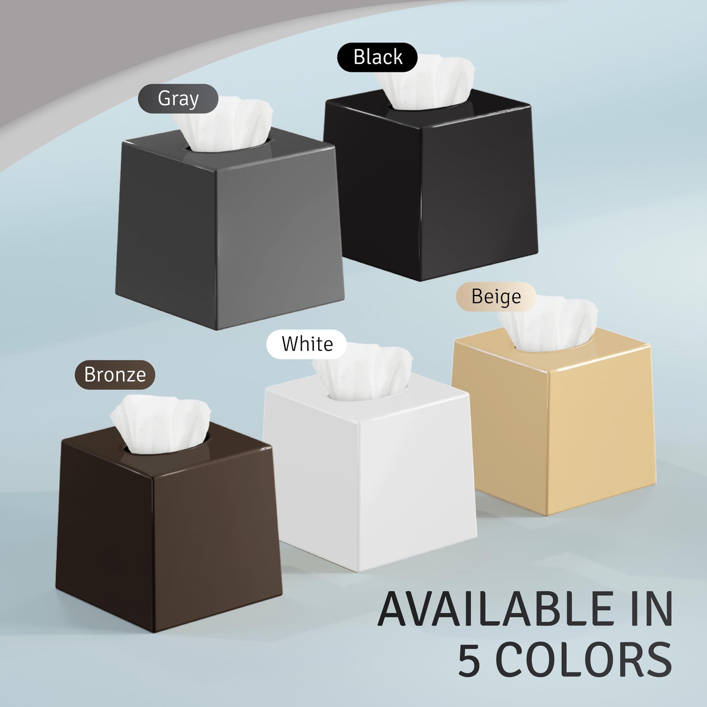 DWËLLZA HOMË 2 Pack White Tissue Box Cover – Square Tissue Box Holder for White Bathroom Accessories Countertop, Decorative Tissue Cover and Square Cube Holder for Modern Home, Office or Dresser Décor