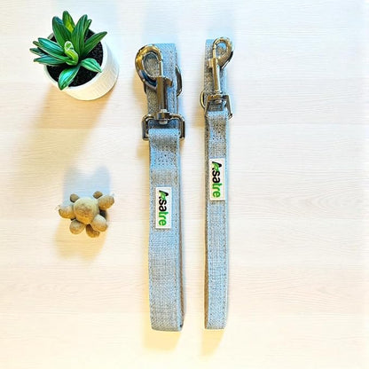 Hemp Dog Leash – 4ft Eco-Friendly Sustainable Pet Lead, Durable Natural Hemp & Cotton Leash, Soft on Hands, Vegan, Strong Metal Clasp by Asatre (Light Blue, Medium)