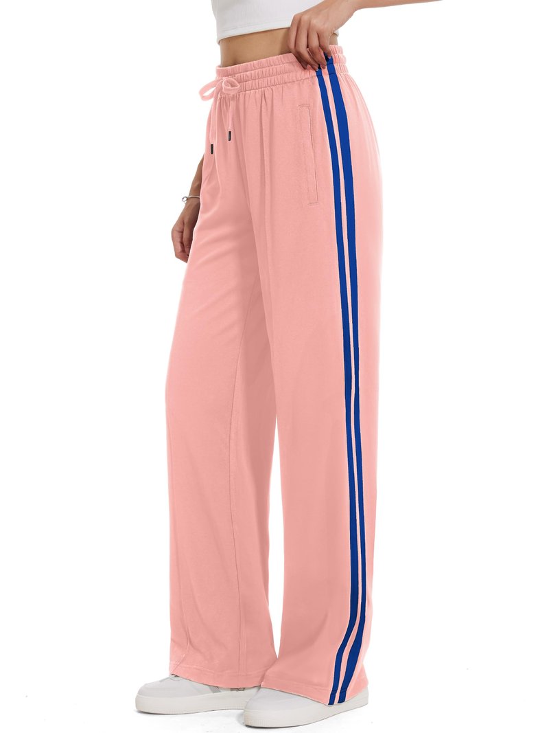 Tapata Women's 30" Inseam Track Pants Elastic Waistband Y2K with Zipper Pockets Dance Studio Sweatpants, Pink, M