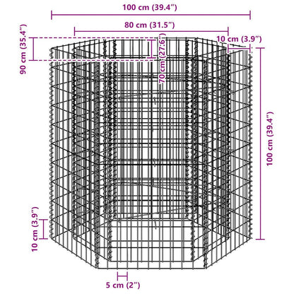 Gabion Raised Bed Silver Galvanized Steel 39.4 x 35.4 x 39.4 in, Gardening, Pots & Planters, 142533