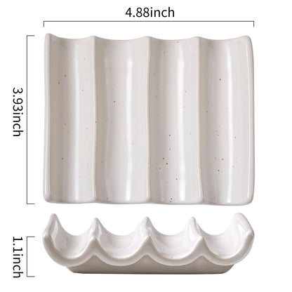 Soap Dish, Draining Ceramic Soap Holder Fluted Design Bar Soap Holder for Shower Bathroom, Soap Saver, Gift for Women Man, White 1 Pcs