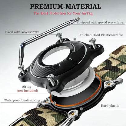 Upgraded AirTag Dog Collar,Waterproof Tactical Dog Collar with AirTag Holder, Control Handle and Metal Buckle,Heavy Duty Dog Collars for Large Dogs(AirtagCamo，XXL
