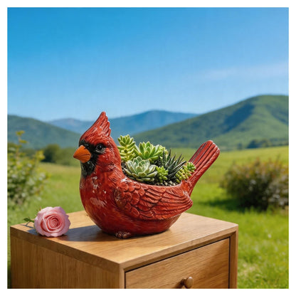 Cardinal Bird Succulent Planter, Red Bird Flower Pot with Drainage Hole, Cute Animal Flower Pots, Nature-Inspired Gardening Décor for Home, for Outdoor Plants(Hummingbird)