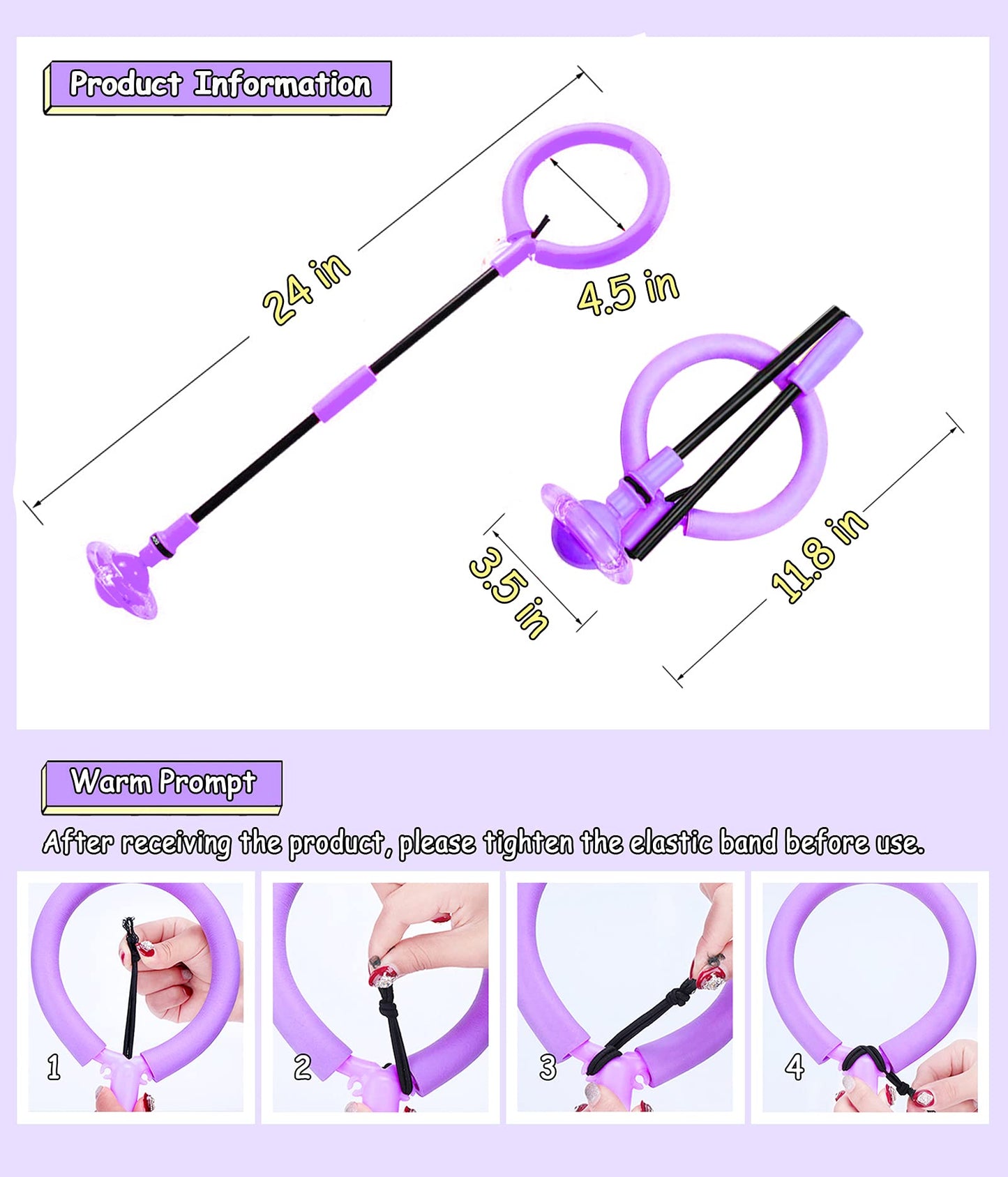 SIERLIKY Skip Ball for Kids, Foldable Ankle Skip Ball Colorful Light Flashing Jumping Ring, Fitness Jump Rope Sports Swing Ball, for Children Adults Boys Girls Toy (Purple)