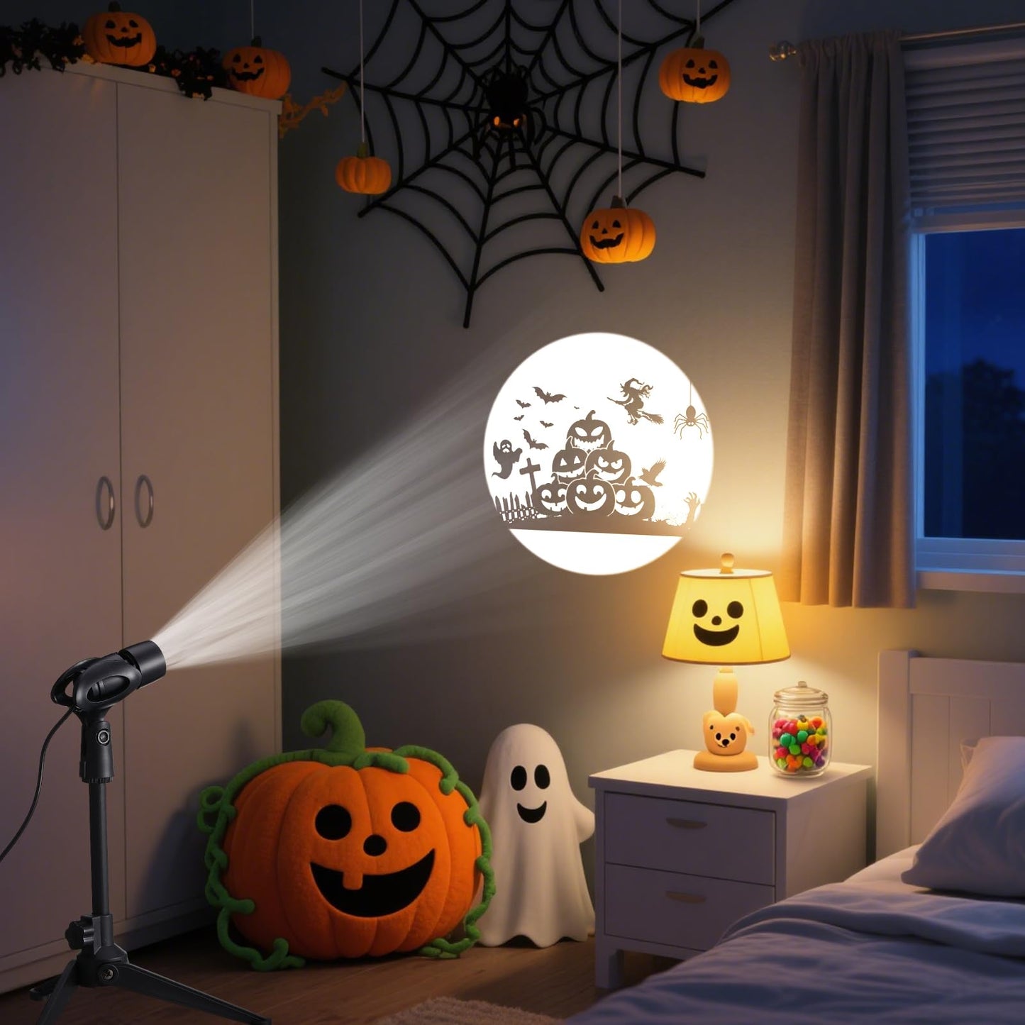 Relaxweex Halloween Outdoor Projector Light Decoration with 3 Film, Halloween Slides Holiday LED Projector Light Outdoor Waterproof Landscape Decorative Rotation Lighting Movement Projection Lamp
