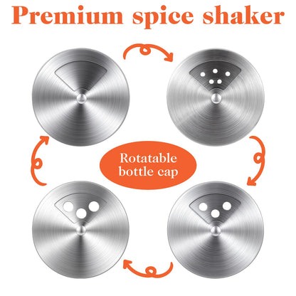 12 PCS Stainless Steel Salt and Pepper Shakers Set with Adjustable Pour Holes and Glass Window Seasoning Shakers with Rotating Lid Spice Dispenser Shaker for Seasoning, Sugar, Cinnamon, Home Kitchen