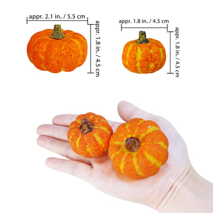 Winlyn 48 Pcs Mini Artificial Orange Pumpkins Fall Rustic Harvest Faux Foam Pumpkins 1.8" 2.1" for Thanksgiving Table Centerpiece Halloween Party Autumn Home Wedding Baby Shower Wreath Bowl Fillers