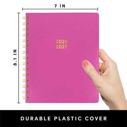 PAPERAGE Academic Planner, Weekly & Monthly Planner & Calendar, 12-Months, July 2026 - June 2027, (7" x 8"), School & Student Planning Agenda with Tabs, Bonus Pages & Inner Pocket, Raspberry