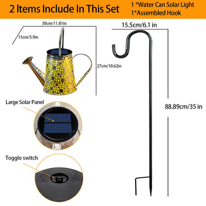 Vcdsoy Solar Watering Can Lights, 2 Pack Retro Large Hanging Solar Lights Outdoor Decorative Waterproof Garden Decor for Outside Patio Yard Porch Lawn, Gardening Gifts for Mom Women Grandma Birthday