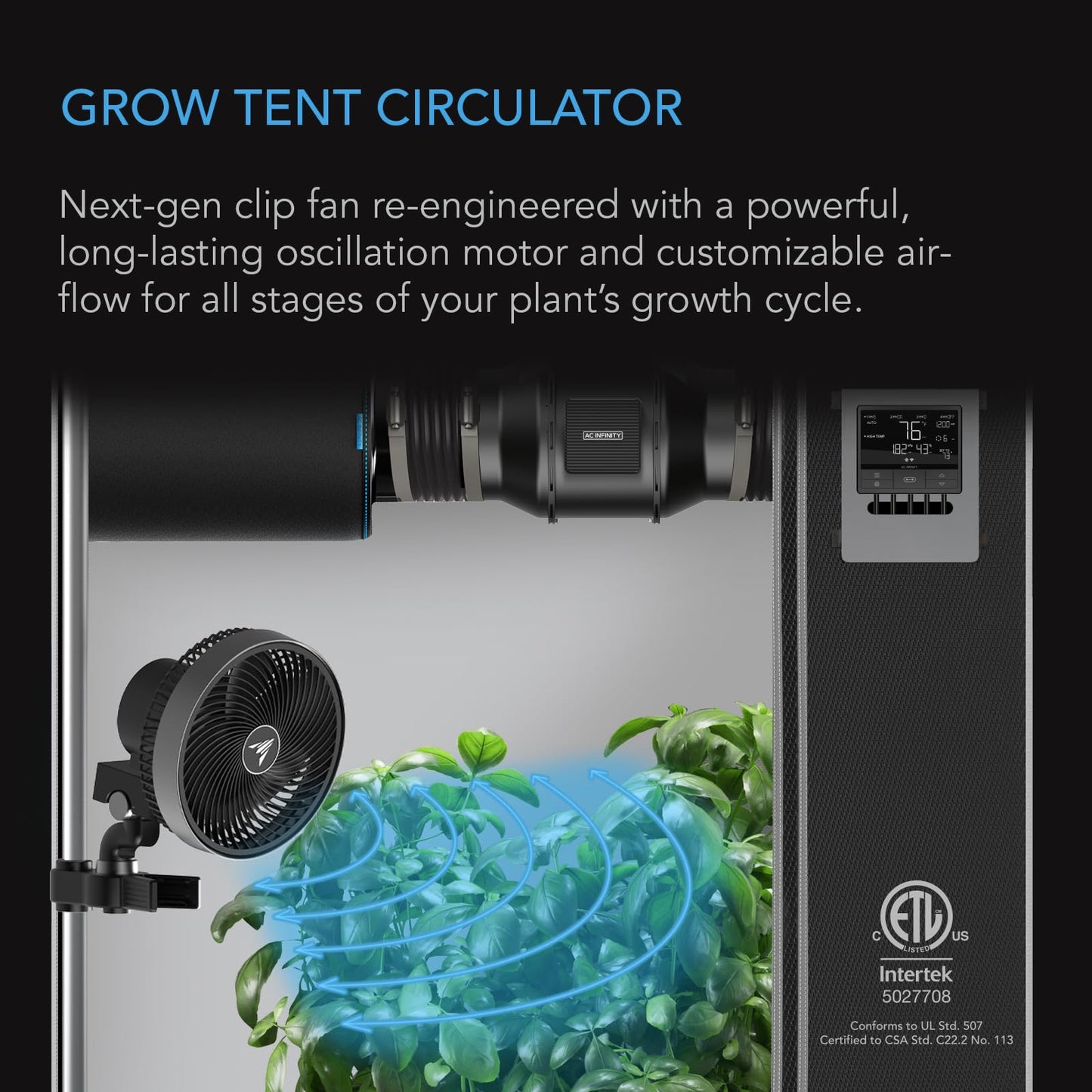 AC Infinity Advance Grow System 4x4, 4-Plant Kit, WiFi-Integrated Grow Tent Kit, Automate Ventilation, Circulation, Schedule Full Spectrum Samsung LM301H LED Grow Light, 2000D Mylar Tent