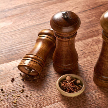 solid wood oak grinder restaurant pepper manual grinding powder pepper grinding kitchen seasoning tool (5 inch)
