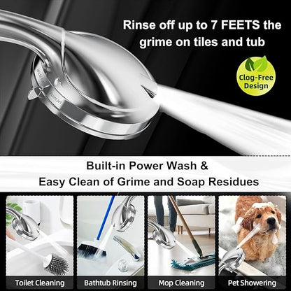 BESAQUO Shower Head,10 Functions High Pressure shower head with handheld, Built-in Pause Mode & Power Wash, Non-Clogging Nozzles High Flow Hand Held Shower Head, Leakproof 6ft Hose&Adjustable Bracket