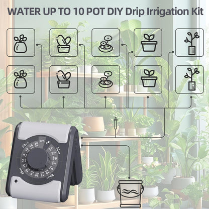 Automatic Drip Irrigation System for Houseplant Auto Easy DIY Watering Device Supported 10 Pots Indoor Plants with Anti-Siphoning Device